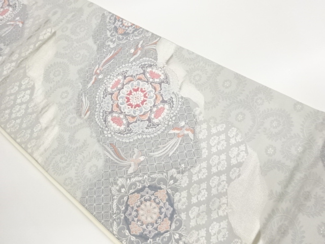 JAPANESE KIMONO / MICHINADORI / FLOWER PATTERN / BIRD PATTERN WEAVING 
